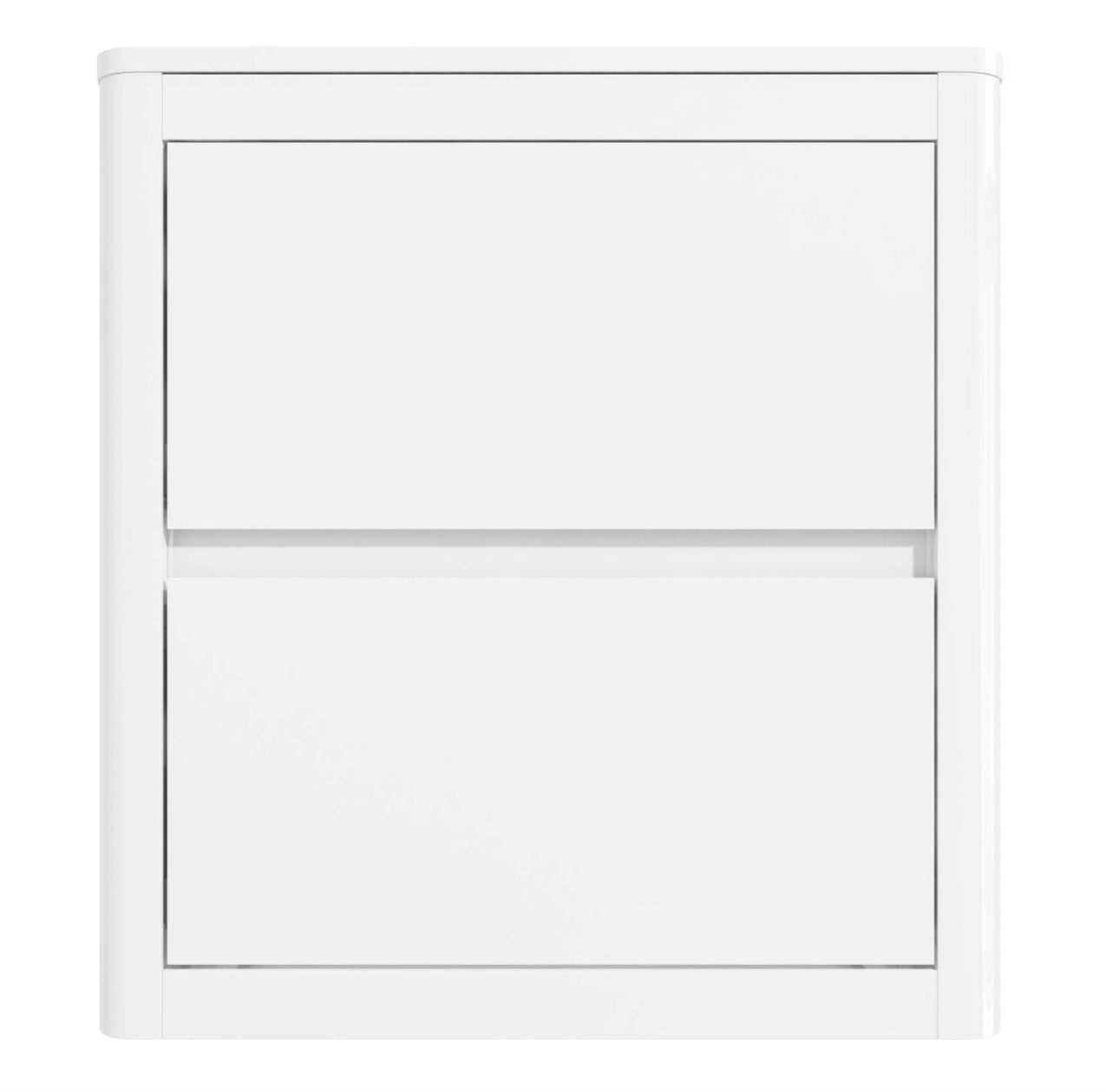 White Bedside Table Wooden 2 Drawers and Curved Edges