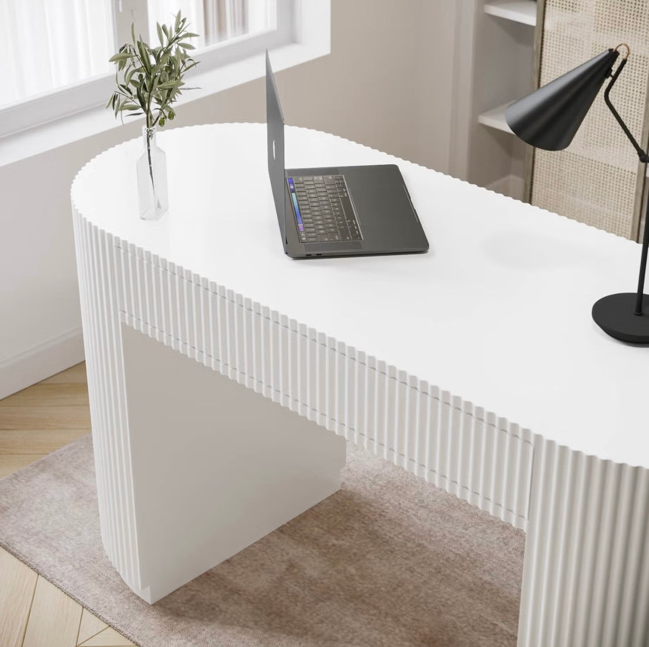 White Home Office Desk Modern Computer Table with Drawers