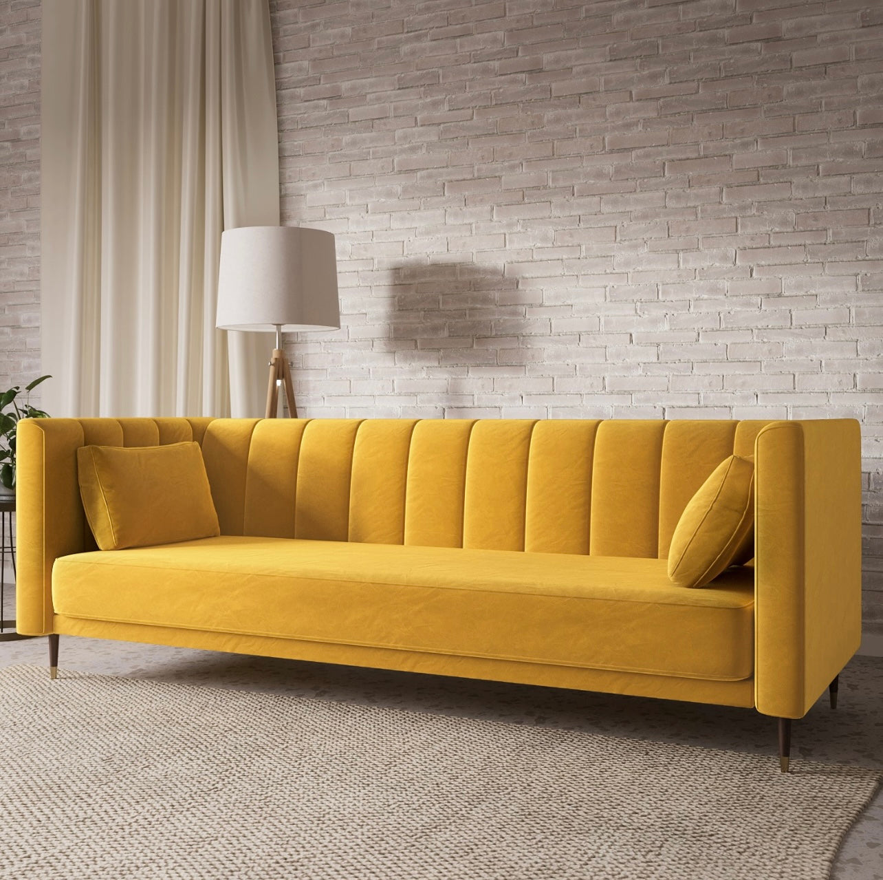 Velvet Sofa Bed 3 Seater Sleeper Sofa with Cushions