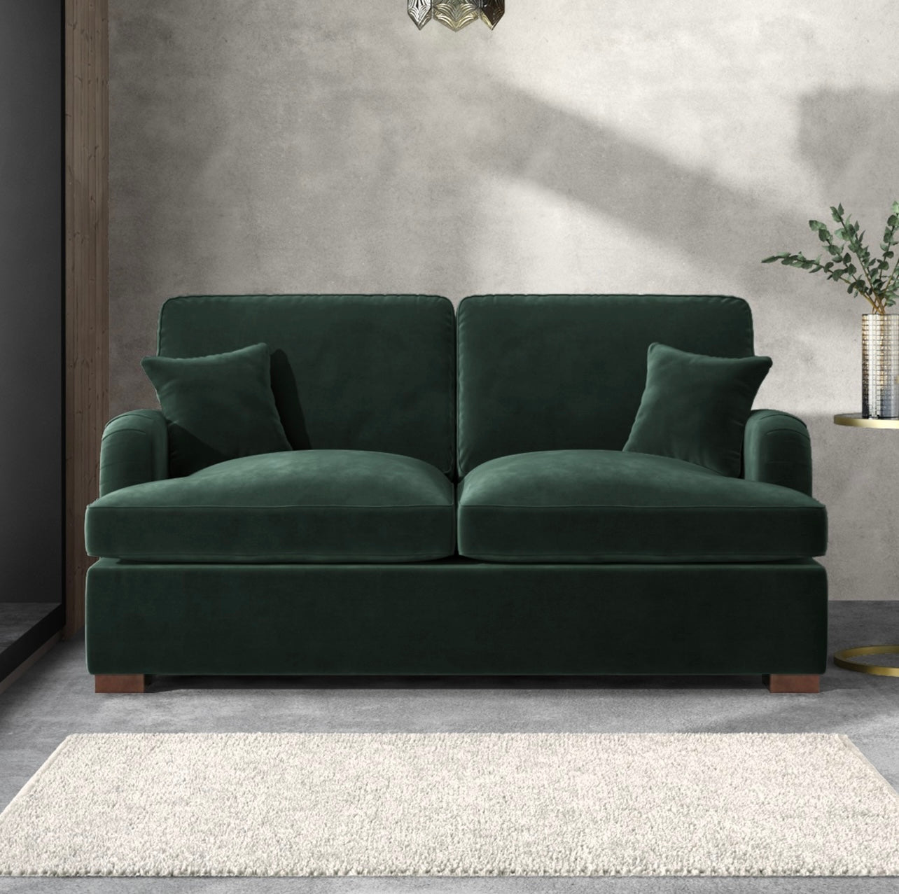 Velvet Sofa Bed 2 Seater Sleeper Sofa with Mattress and Cushions