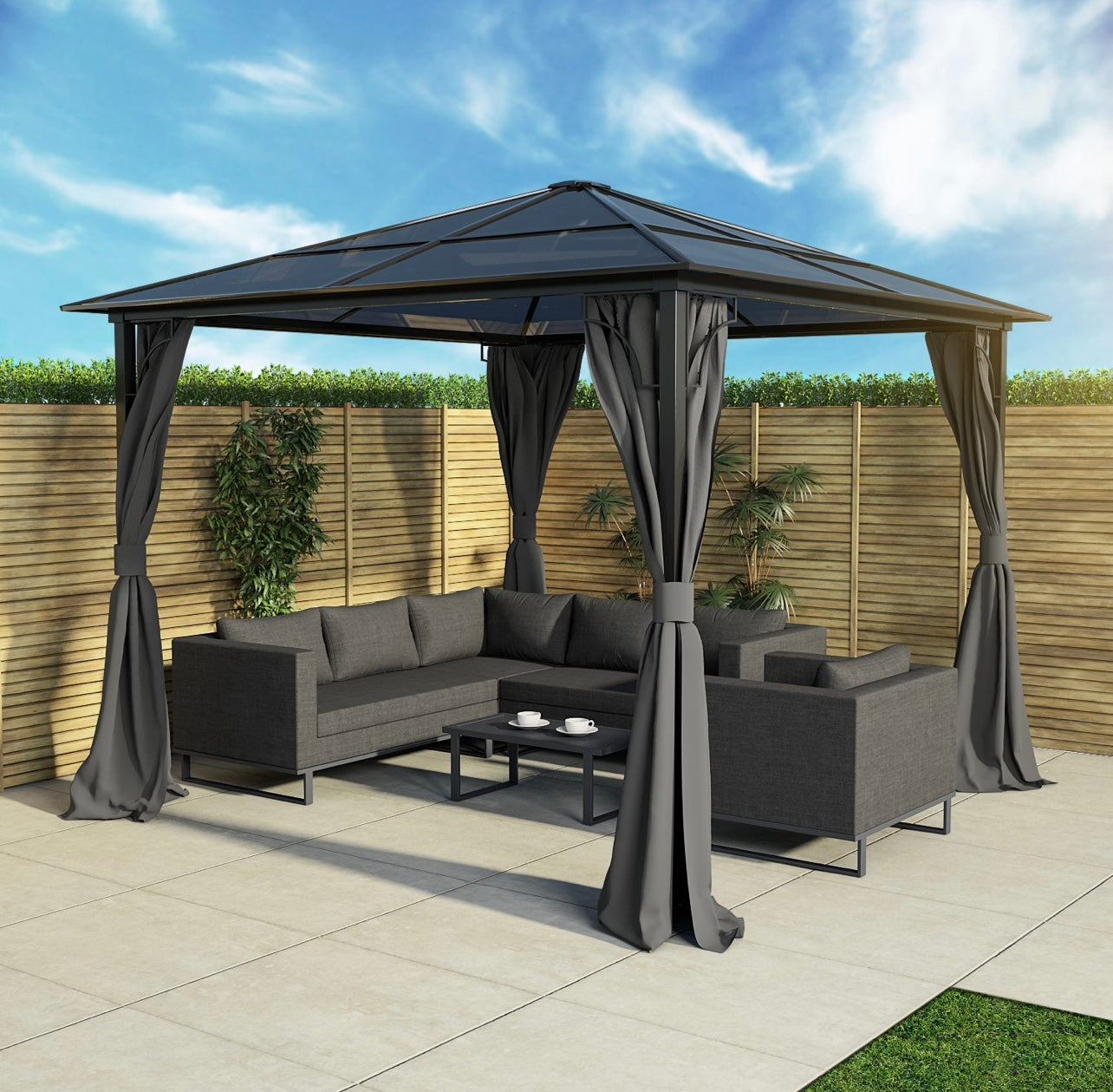 Steel Gazebo Grey Garden Outdoor Patio