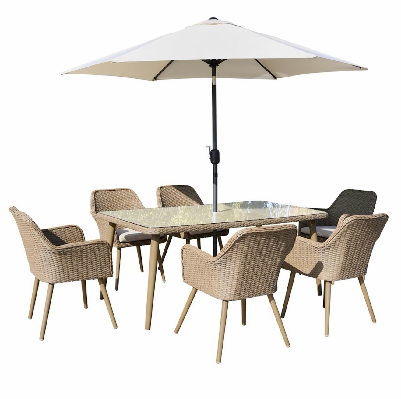Rattan Garden Dining Set 6 Seater Outdoor Patio
