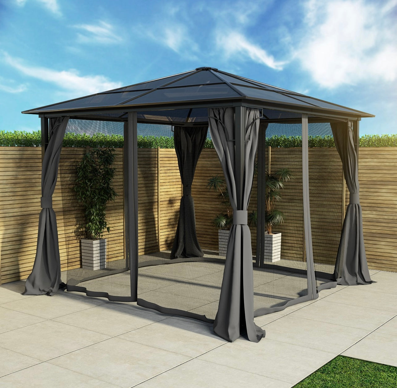 Steel Gazebo Grey Garden Outdoor Patio