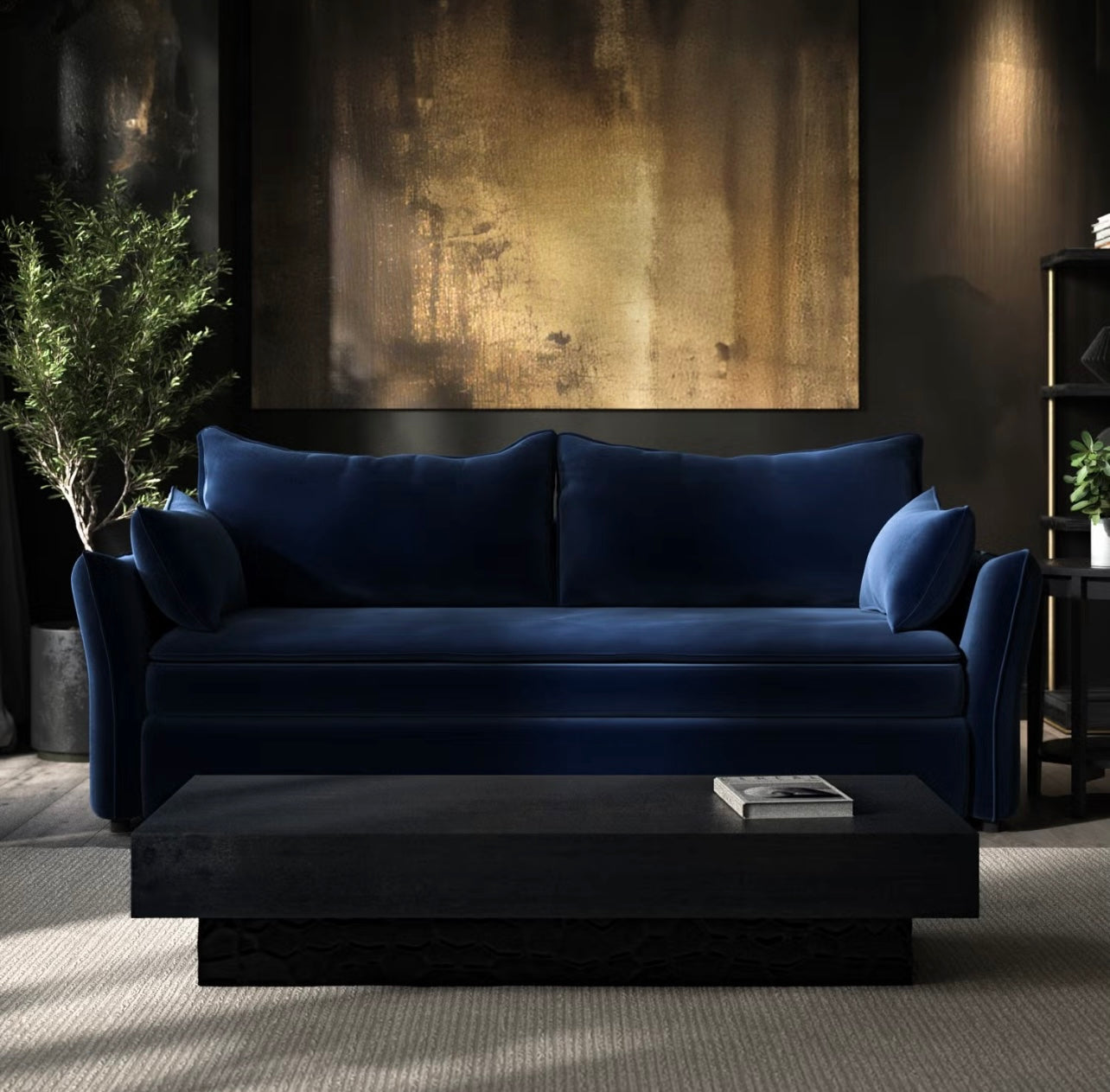 Sofa Bed 3 Seater Velvet Sleeper Sofa with Mattress and Cushions
