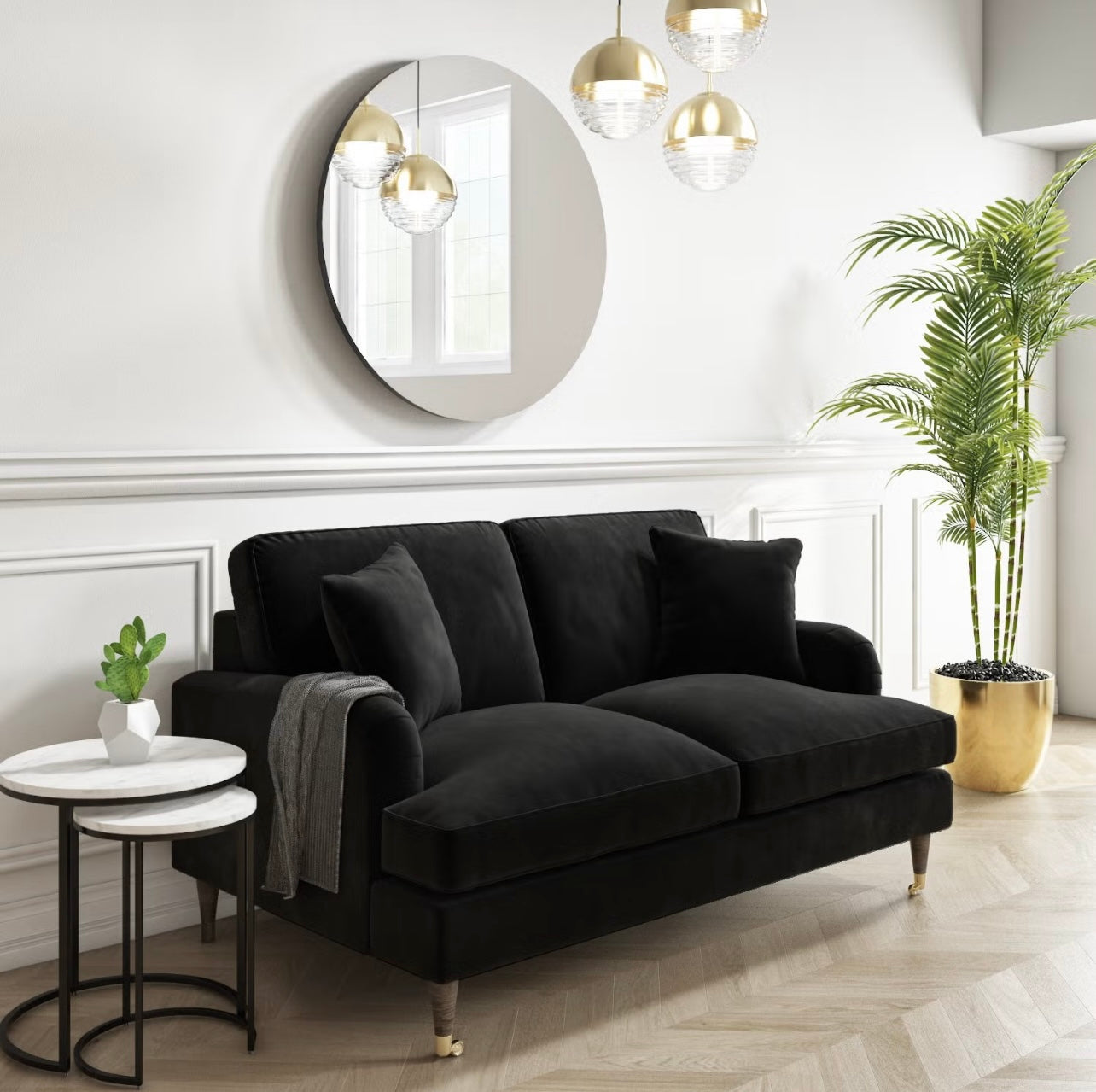 Velvet Sofa 2 Seater Couch Upholstered with Cushions