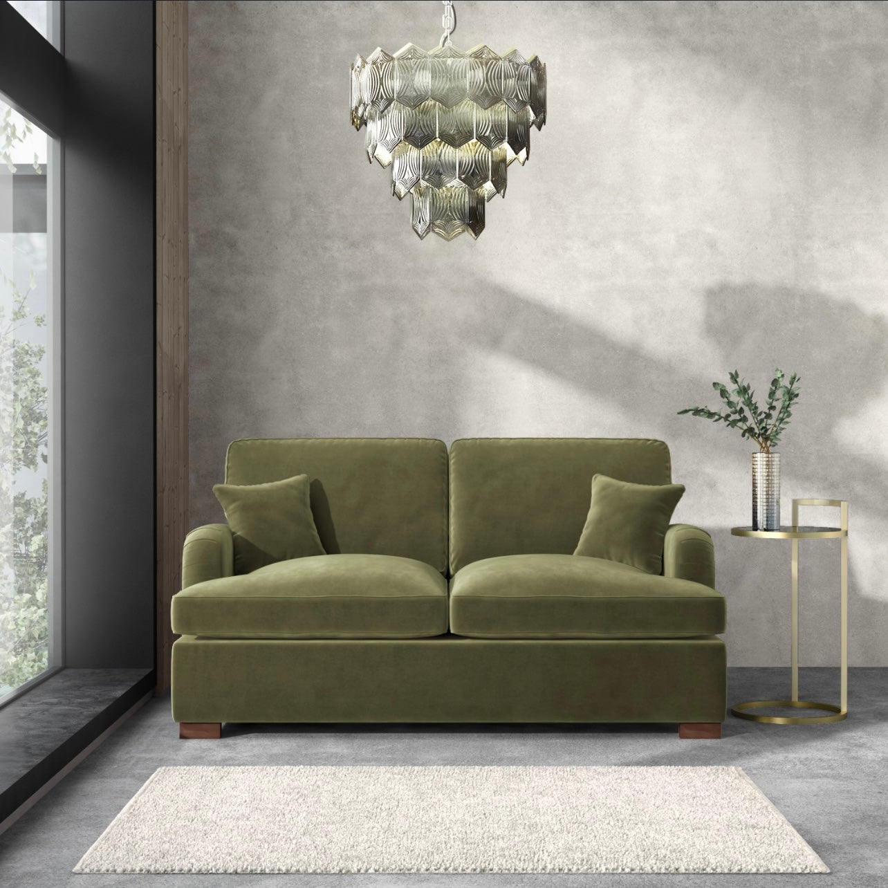 Velvet Sofa Bed 2 Seater Sleeper Sofa with Mattress and Cushions