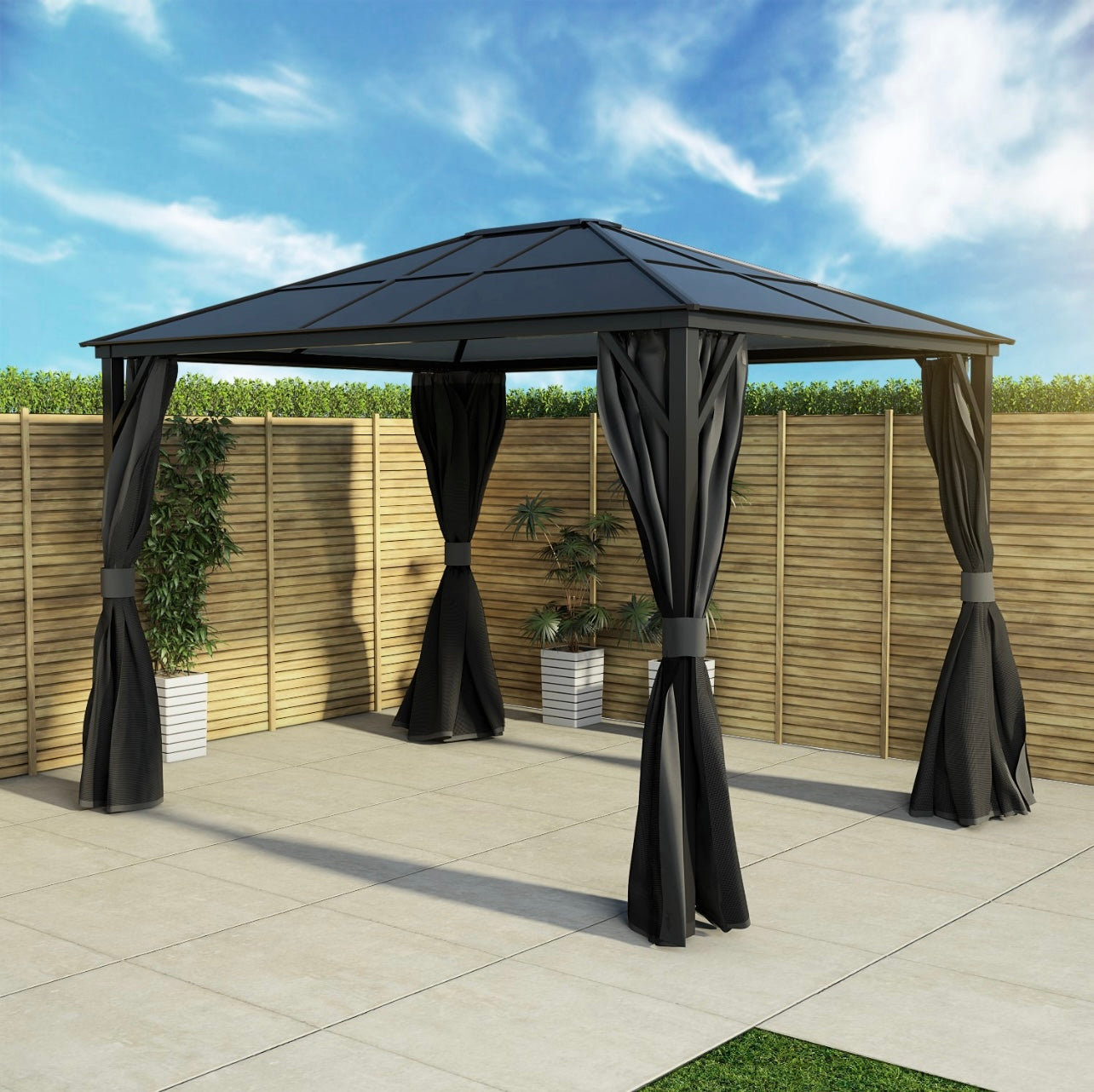 Steel Gazebo Grey Garden Outdoor Patio