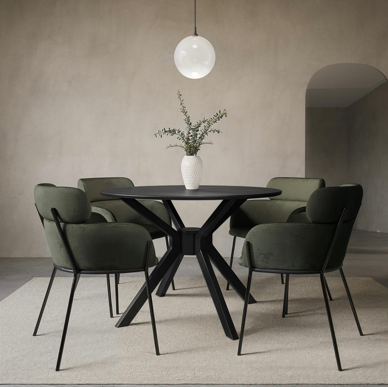 Black Dining Set Table and Four Chairs