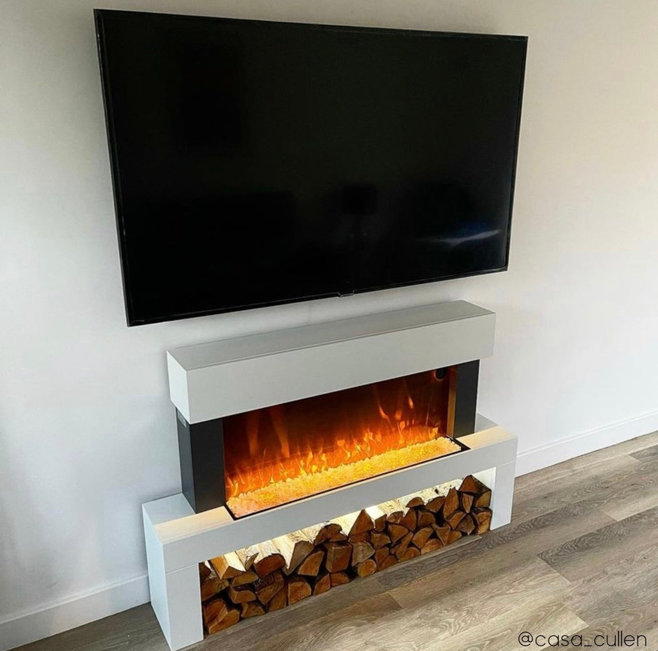 Electric Fireplace with LED Flame and Logs