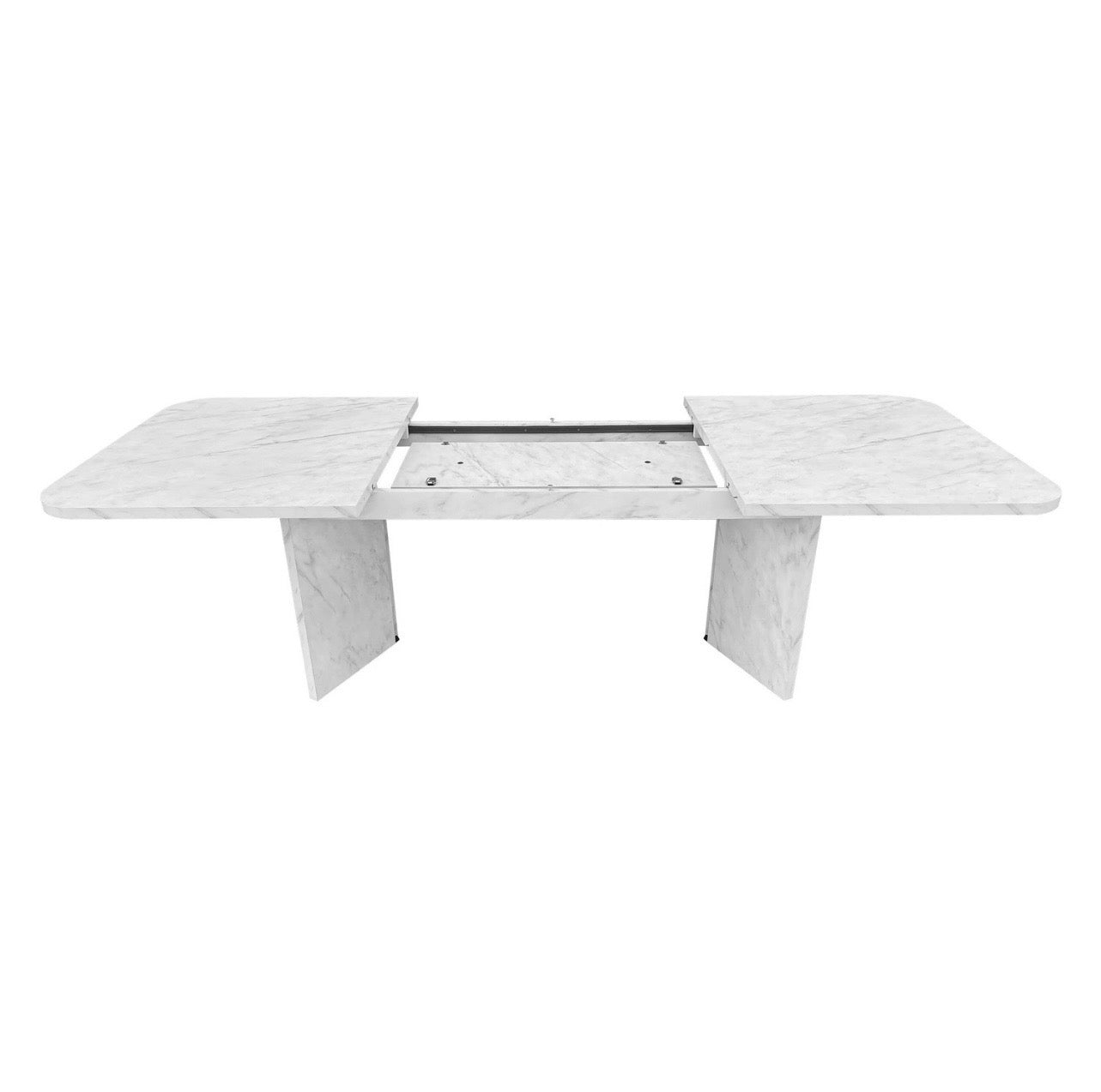 Modern White Dining Table Extendable to Seat 8 Heat Resistant and Scratch Proof