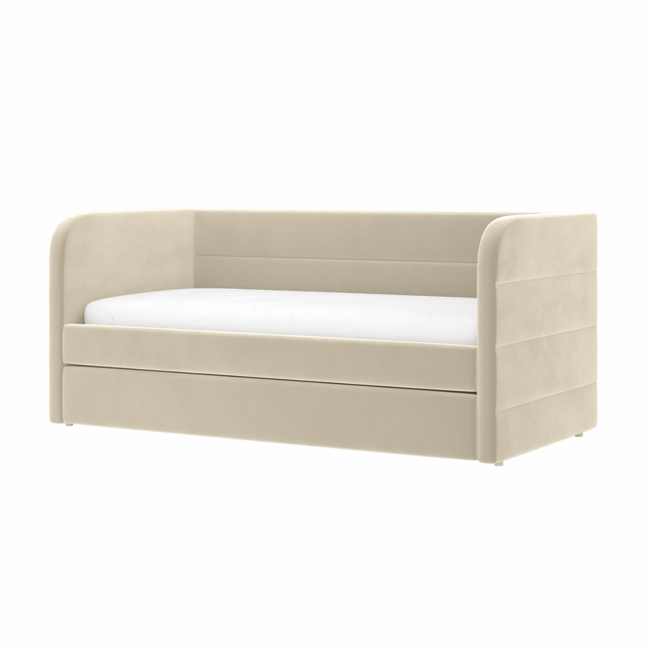 Velvet Daybed Single Guest Bed with Pull Out Trundle