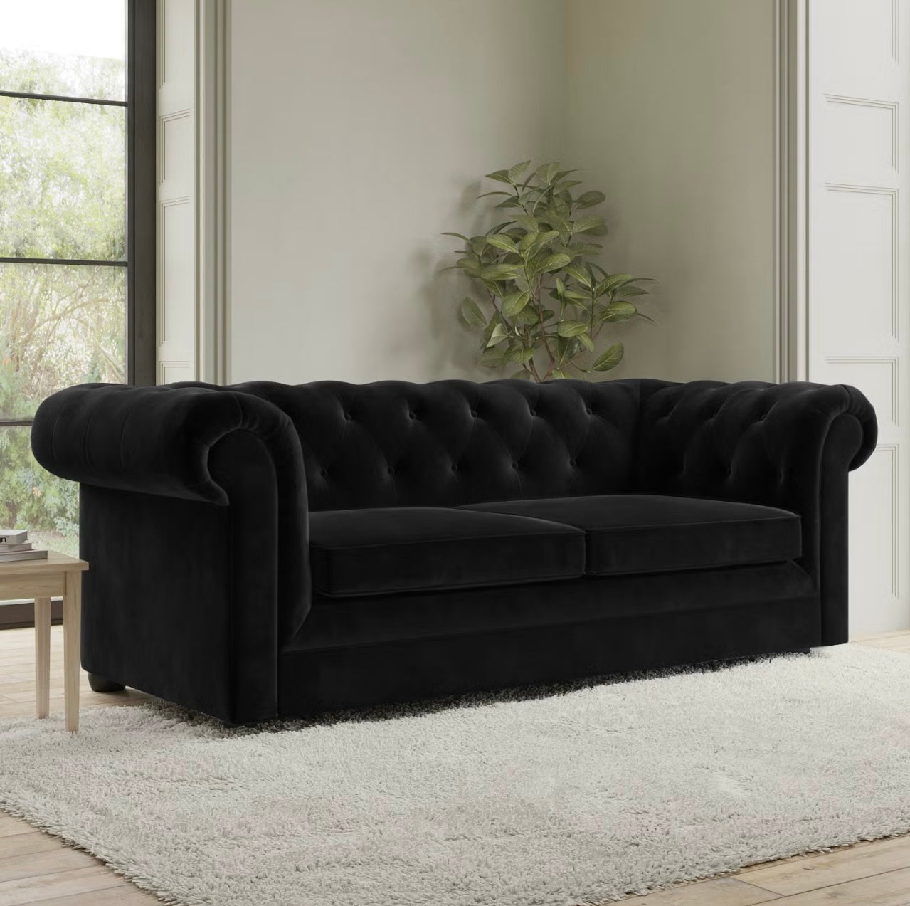Velvet Sofa Bed Three Seater Sleeper Sofa with Mattress