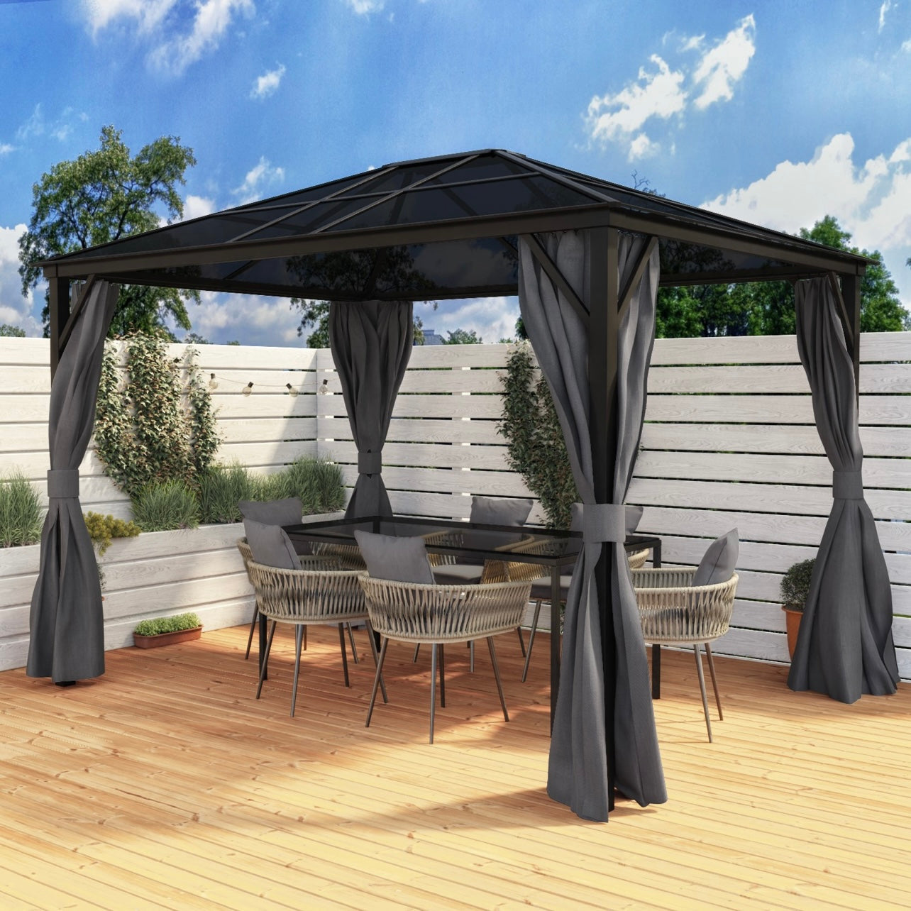 Steel Gazebo Grey Garden Outdoor Patio