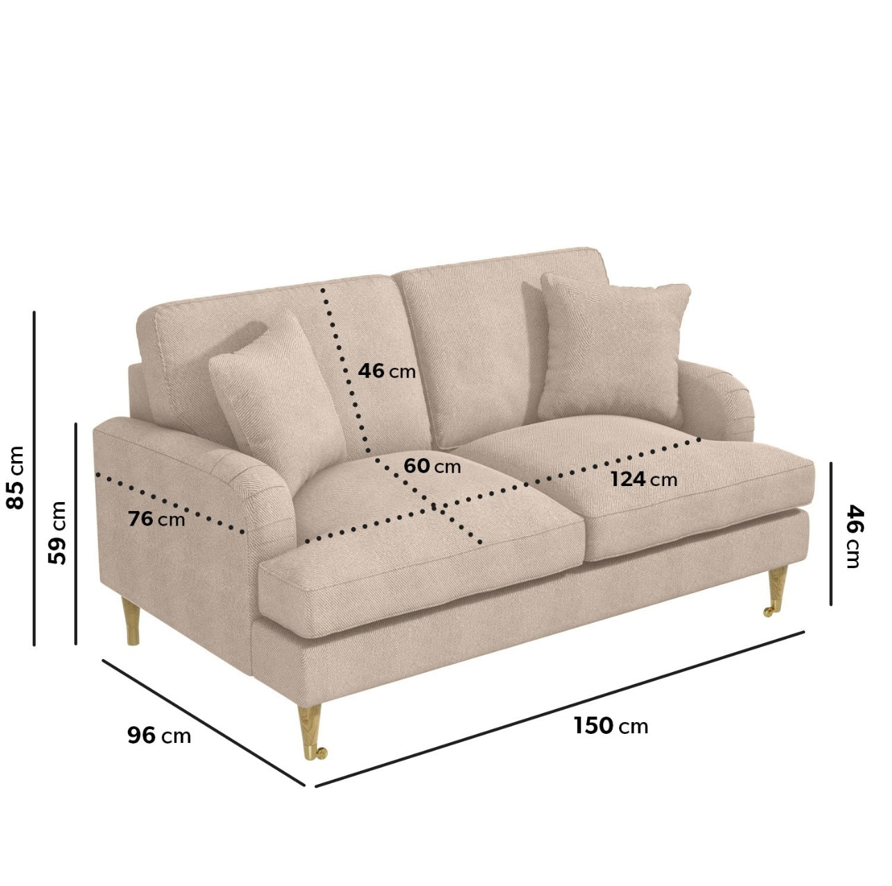Sofa 2 Seater Couch Upholstered with Cushions
