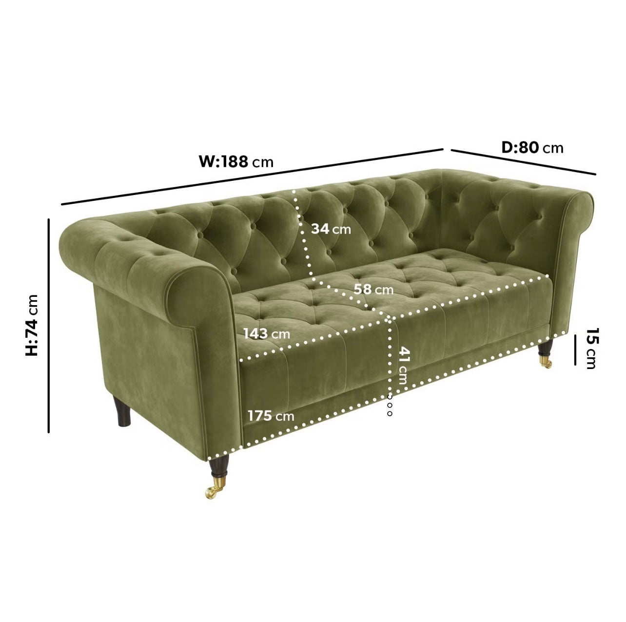Velvet Sofa Three Seater Settee Upholstered