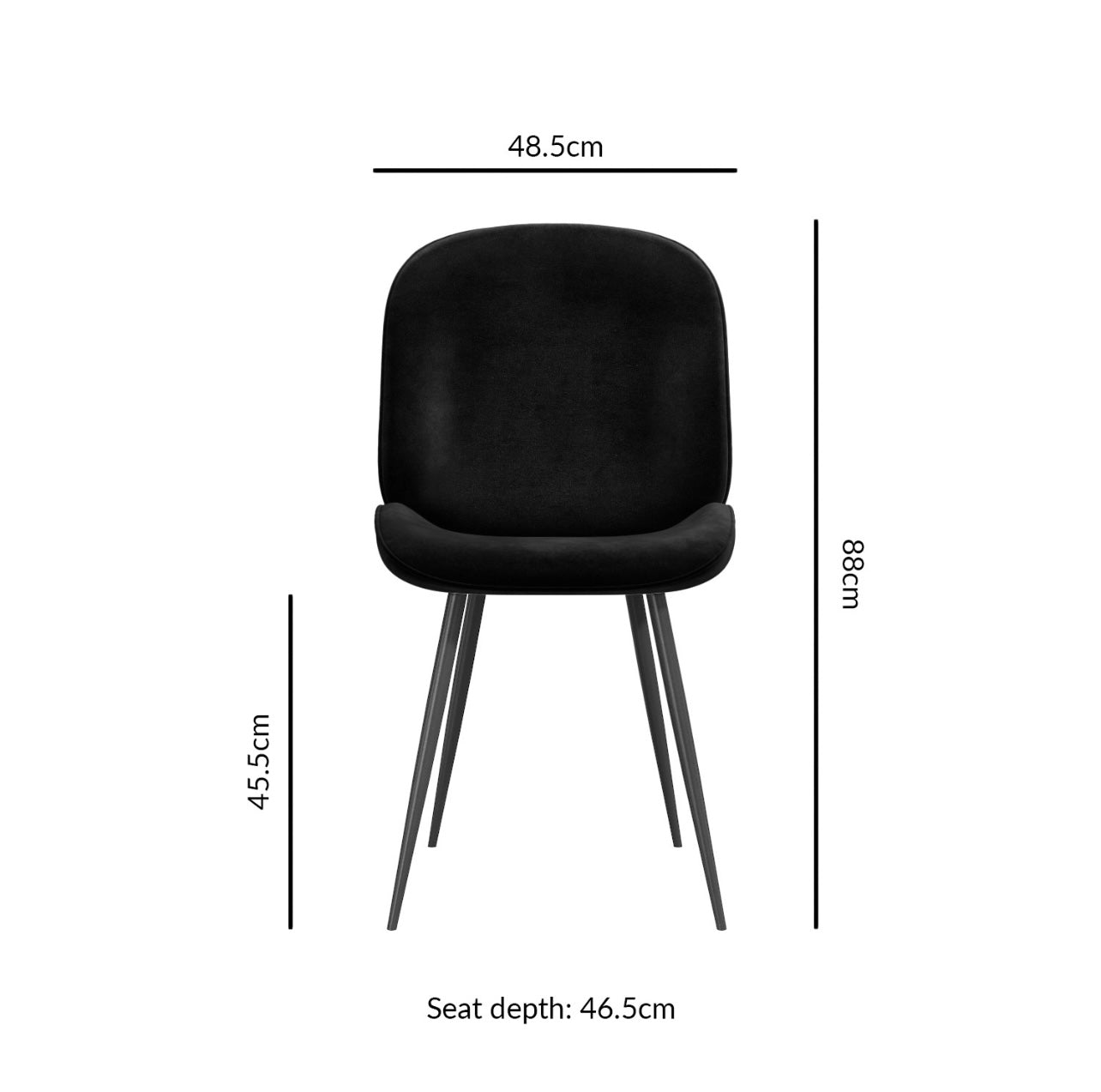 Black Dining Set Table and Four Velvet Chairs