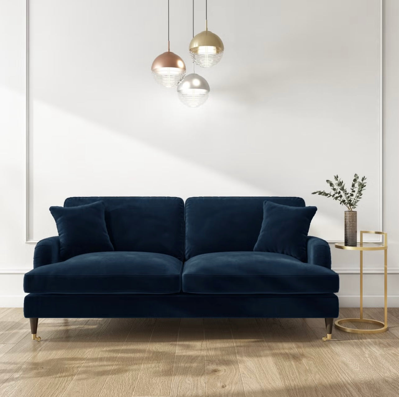 Velvet Sofa 3 Seater Couch Upholstered with Cushions