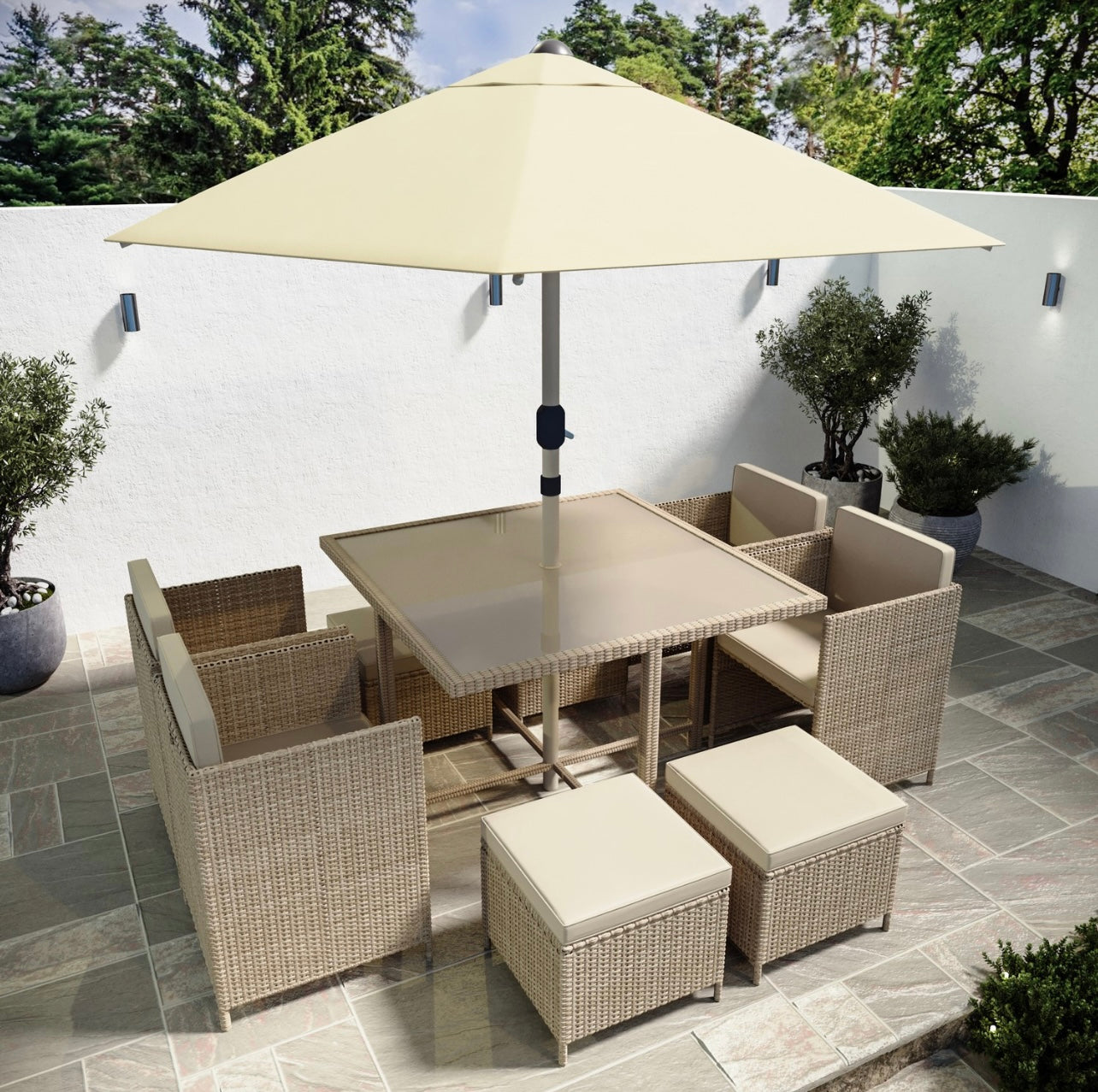 Rattan Garden Dining Set Seats 8 Outdoor Patio
