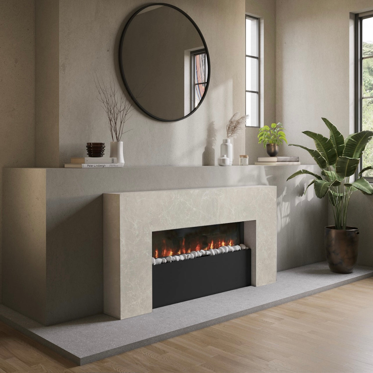 Electric Fireplace LED Flame Effect with Remote Control Smart Fire