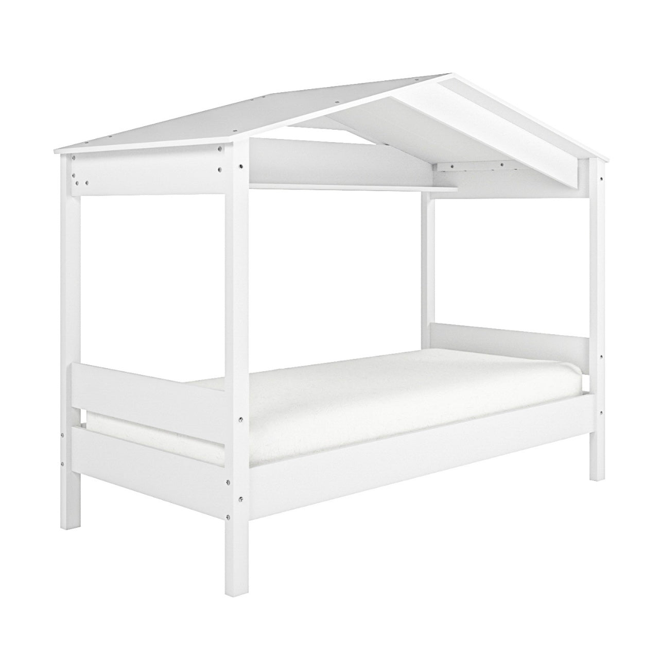 Kids Single House Bed Frame in White Unisex