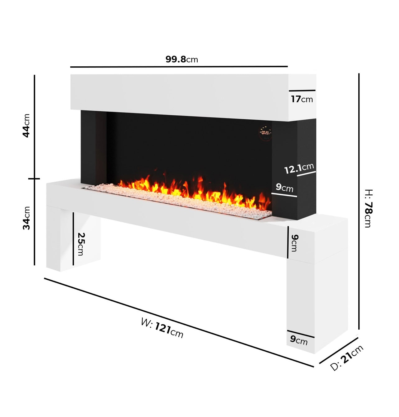 Electric Fireplace with LED Flame and Logs