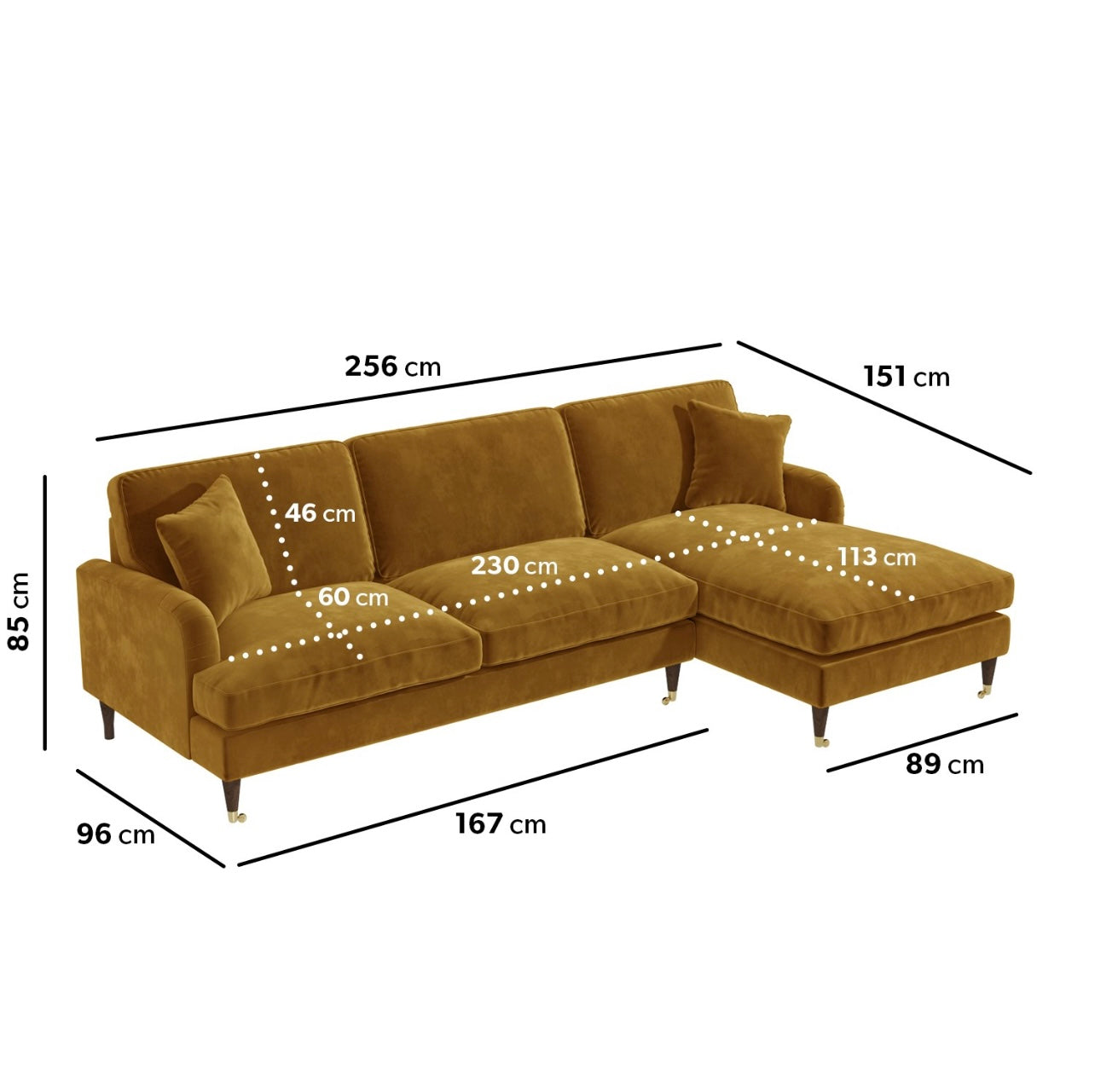 4 Seater Sofa L-Shaped Velvet Corner Couch with Cushions