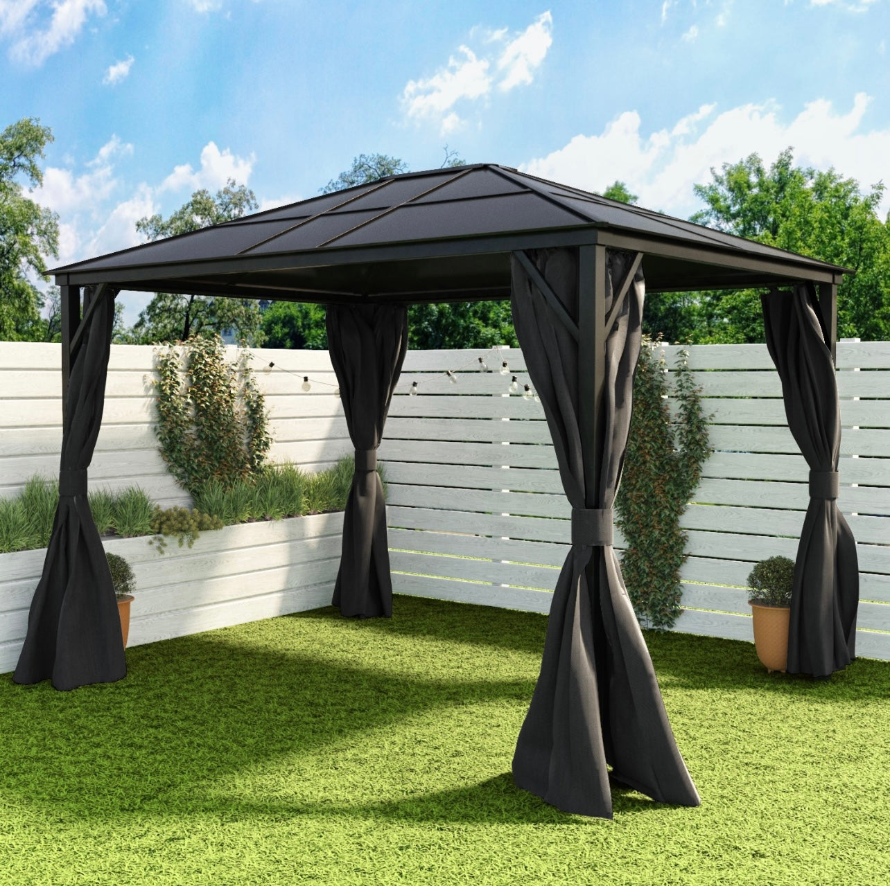 Steel Gazebo Grey Garden Outdoor Patio