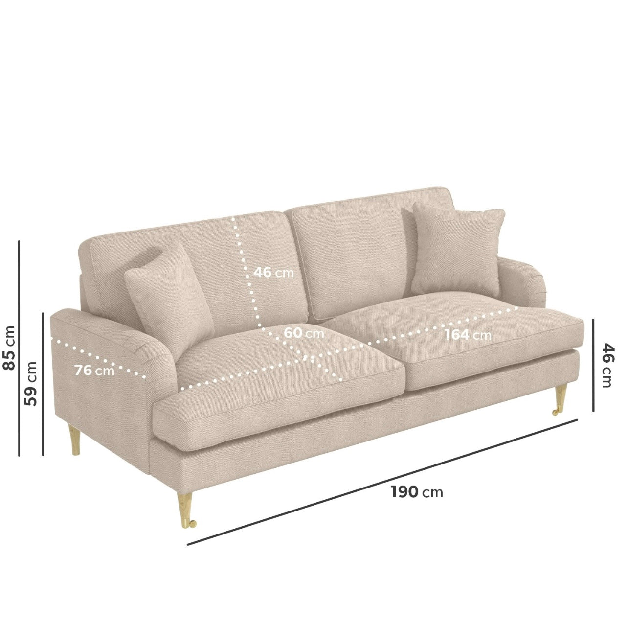 Sofa 3 Seater Couch Upholstered with Cushions