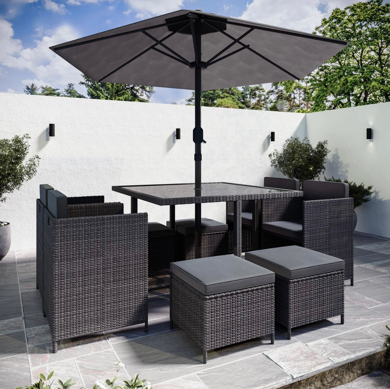 Rattan Garden Dining Set Seats 8 Outdoor Patio