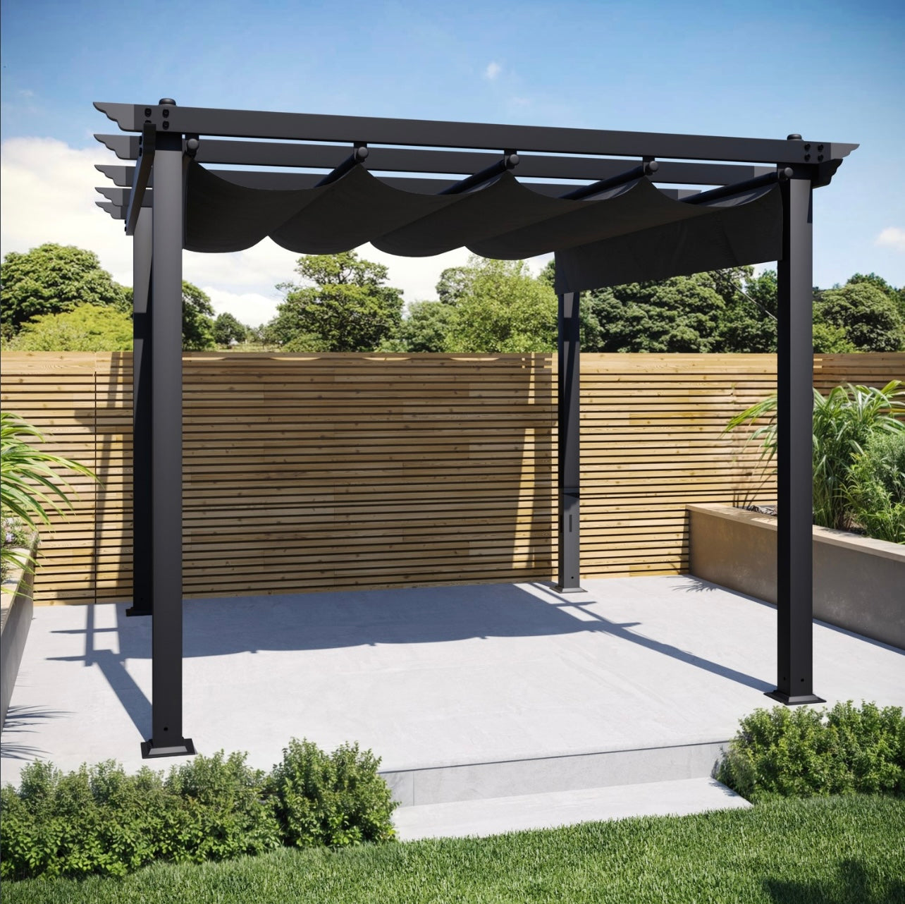 Aluminium Pergola Retractable Canopy Roof Garden Outdoor Patio