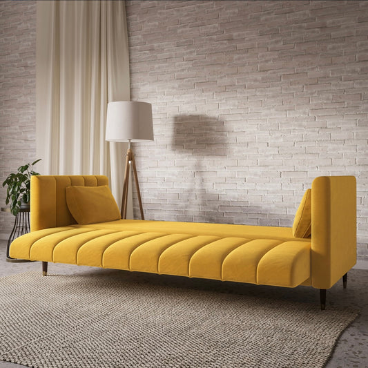 Velvet Sofa Bed 3 Seater Sleeper Sofa with Cushions