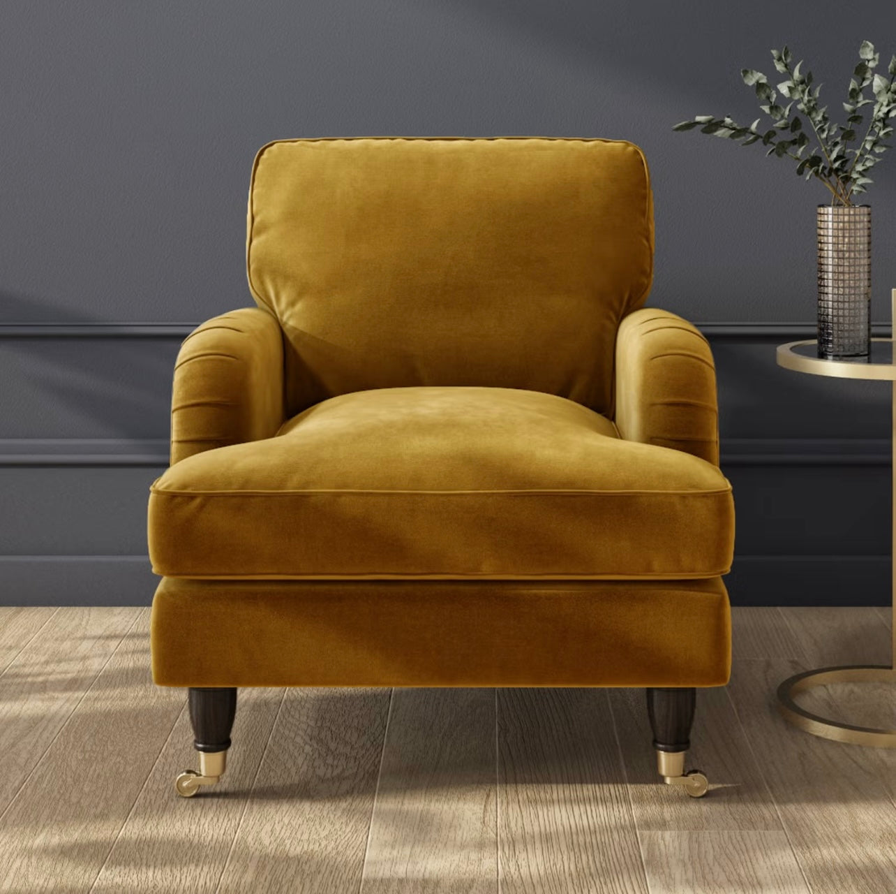Velvet Armchair Upholstered Accent Chair Plush and Modern