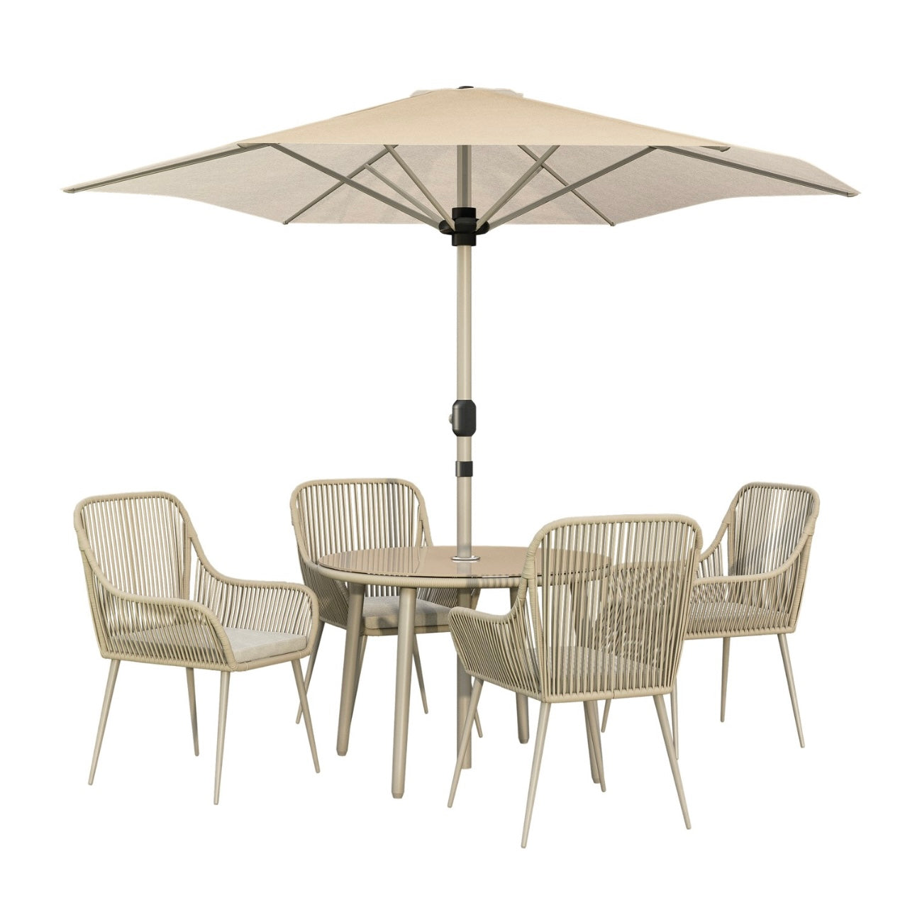 Garden Dining Set 4 Seater with Parasol Outdoor Patio