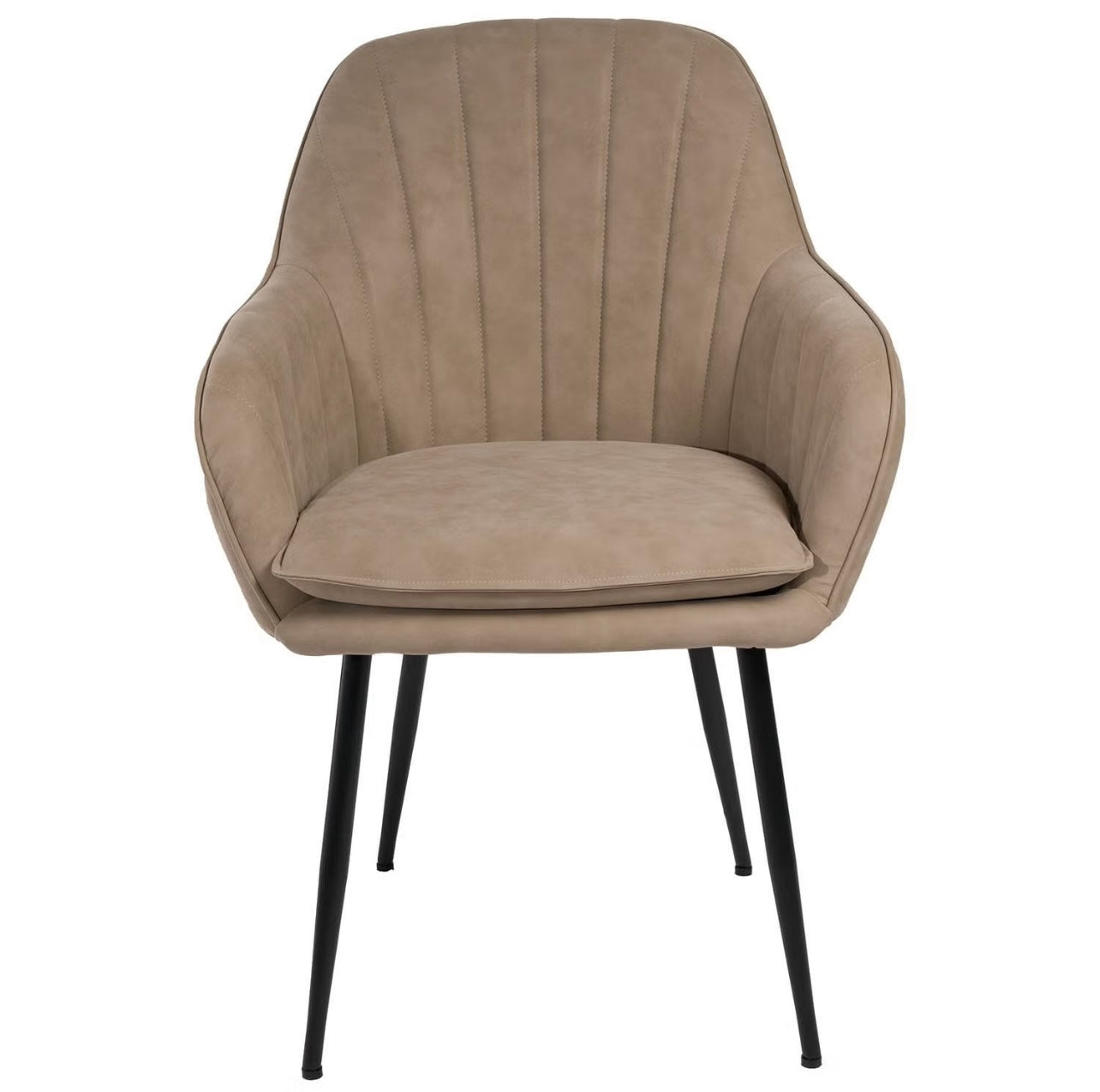 Faux Leather Dining Chairs Modern with Armrests and Sleek Black Legs