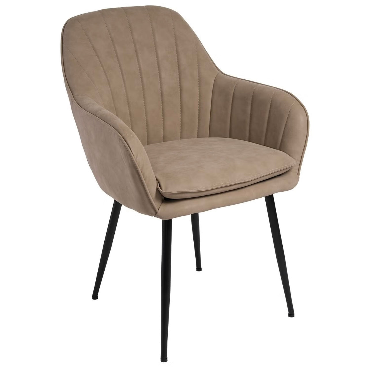 Faux Leather Dining Chairs Modern with Armrests and Sleek Black Legs