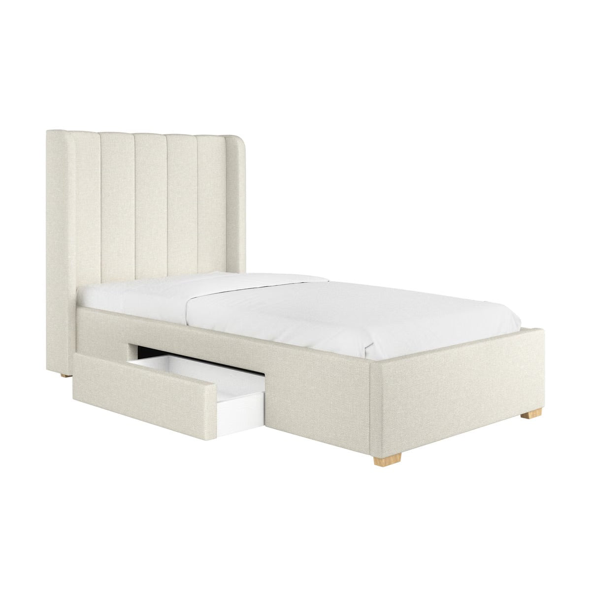 Single Bed Upholstered with Storage Drawer