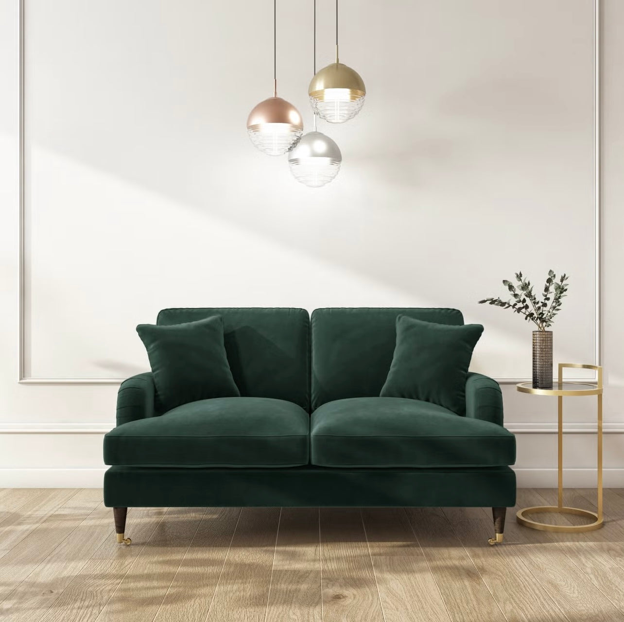 Velvet Sofa 2 Seater Couch Upholstered with Cushions