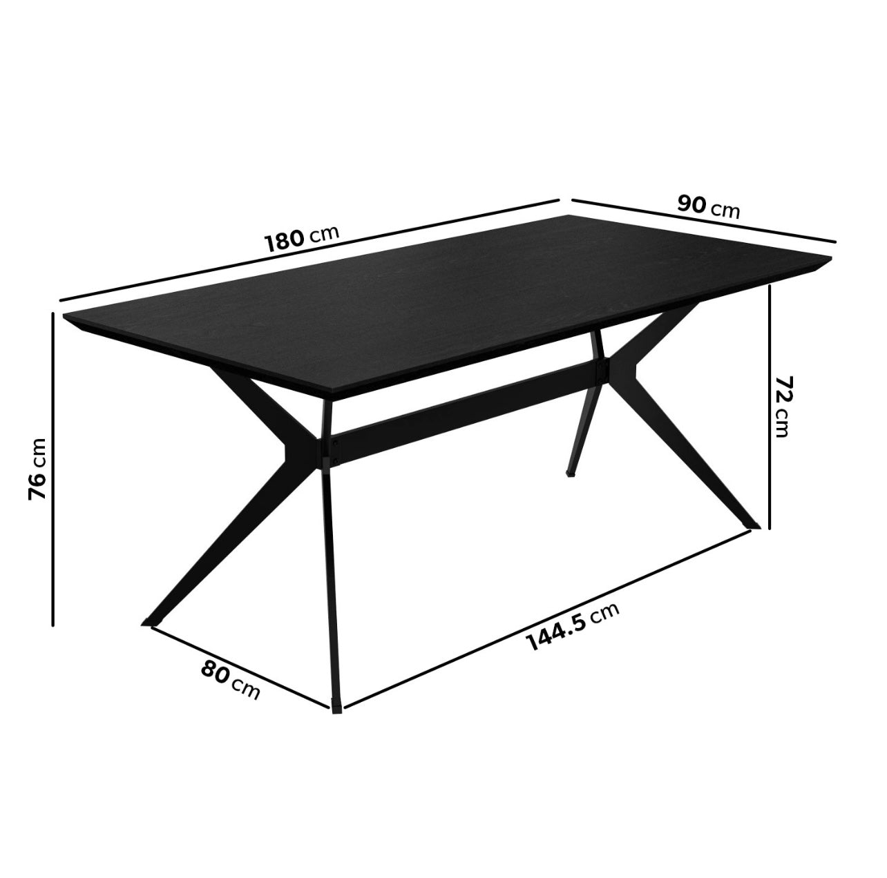 Modern Dining Set Black Table with Six Chairs