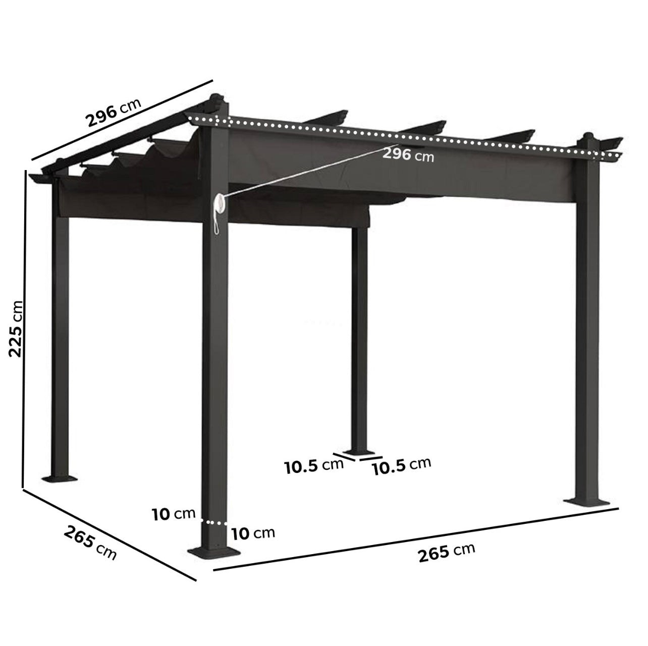 Aluminium Pergola Retractable Canopy Roof Garden Outdoor Patio