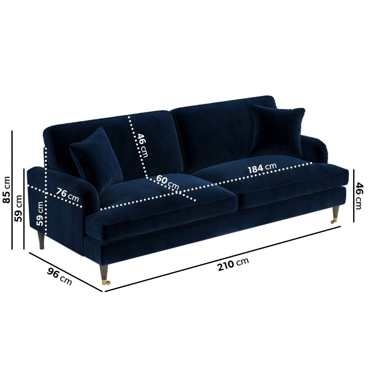 Four Seater Sofa Velvet Couch Upholstered with Cushions