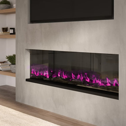 Inset Media Wall Electric Fire with LED Flame and Remote Control