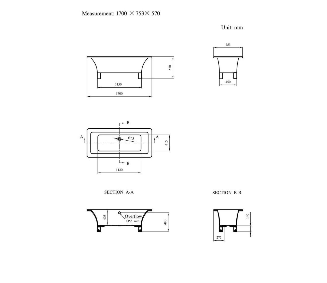White Freestanding Double Ended Bath with Adjustable Feet