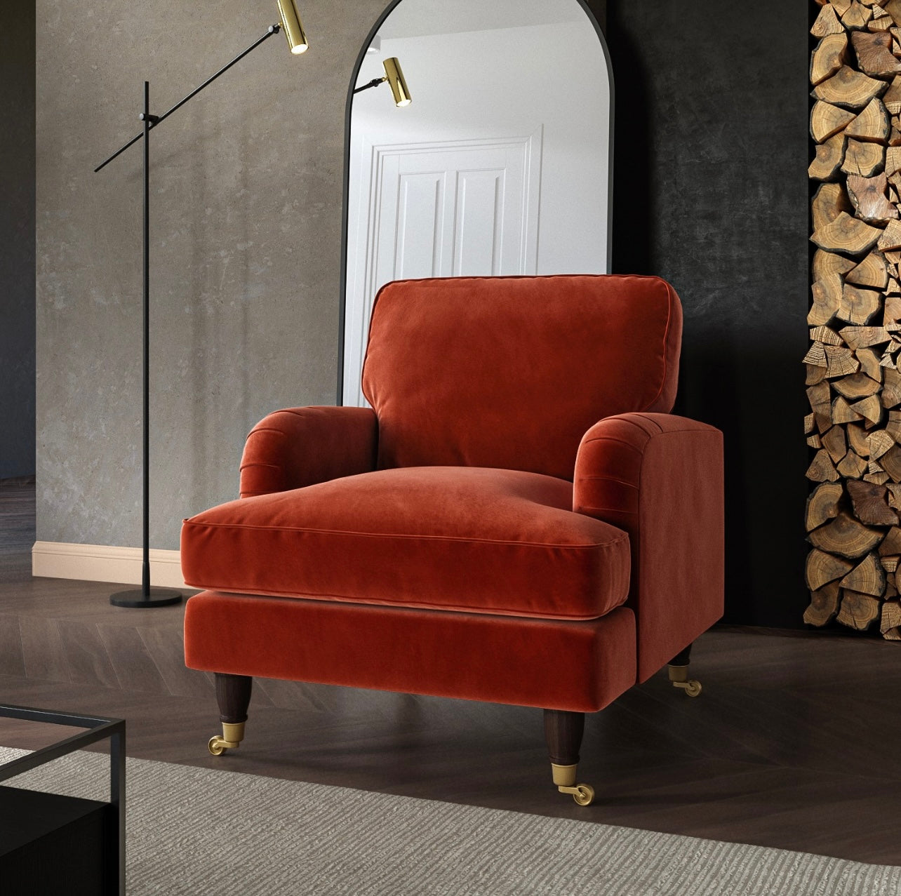Velvet Armchair Upholstered Accent Chair Plush and Modern