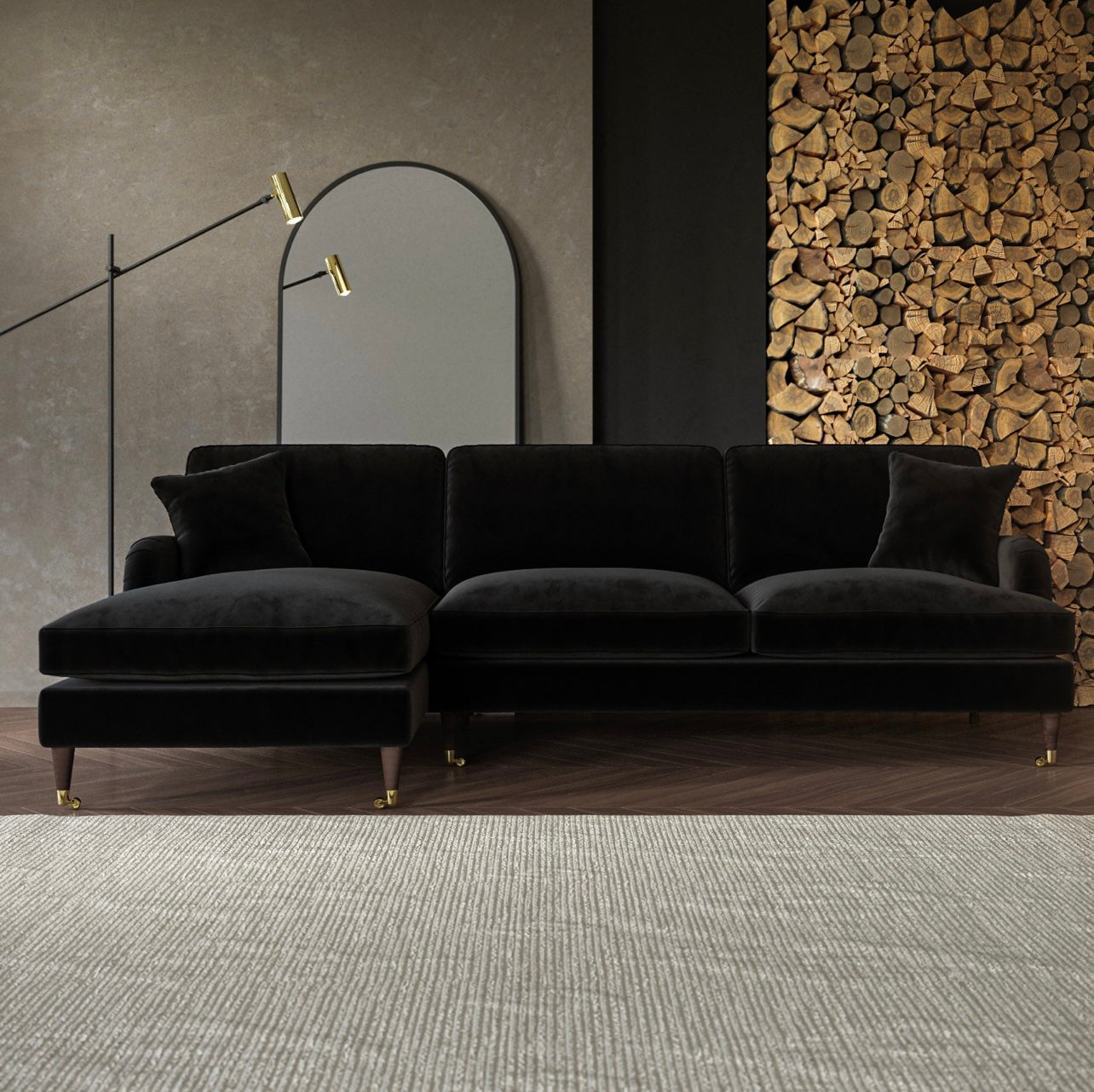 4 Seater Sofa L-Shaped Velvet Corner Couch with Cushions