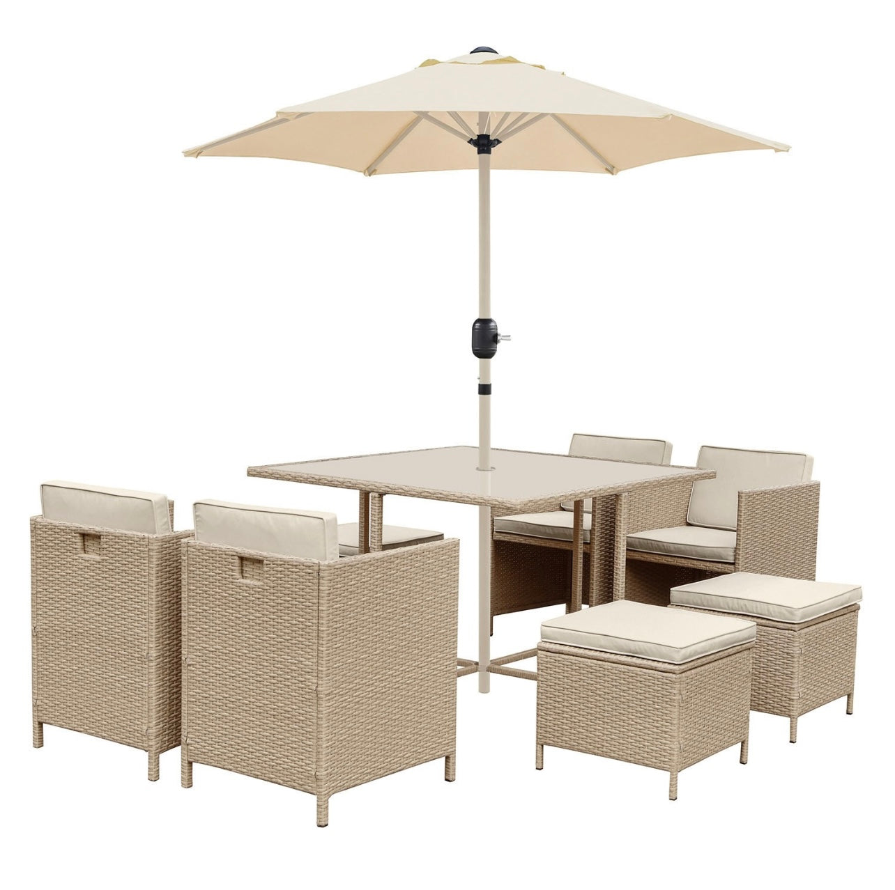 Rattan Garden Dining Set Seats 8 Outdoor Patio