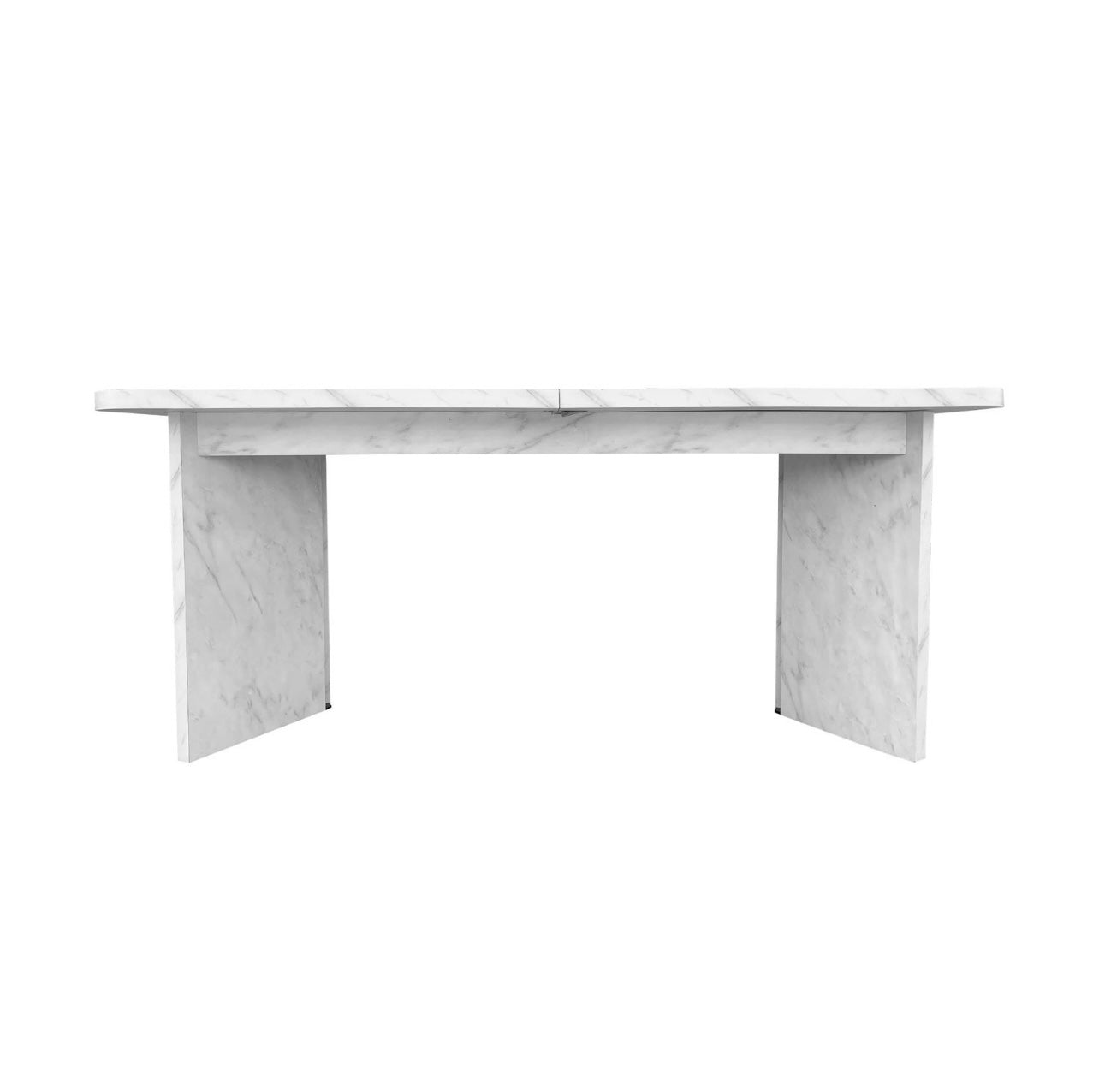 Modern White Dining Table Extendable to Seat 8 Heat Resistant and Scratch Proof