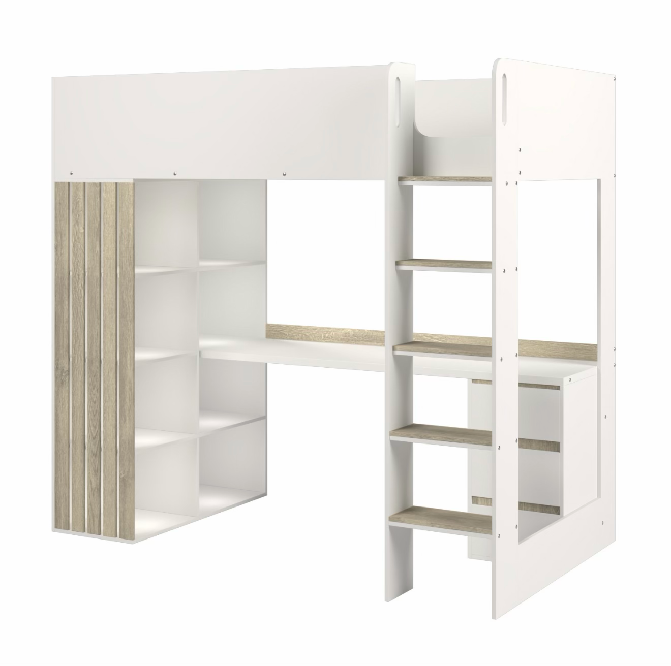 Kids High Sleeper Bed Single with Desk and Storage