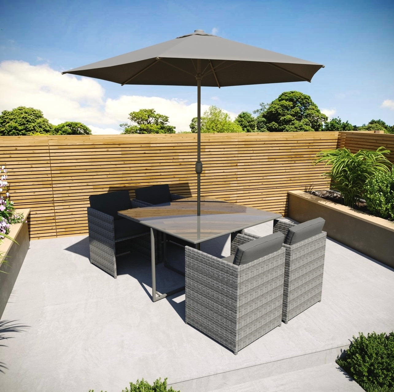 Rattan Garden Dining Set Furniture with Table and Chairs Outdoor Patio