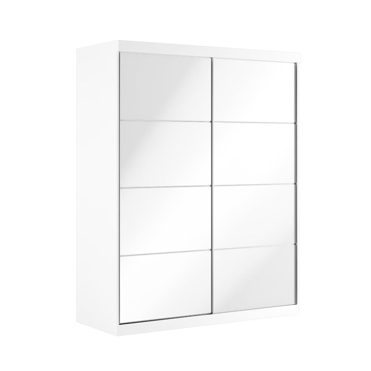 White Wardrobe Double Mirrored with Shelves