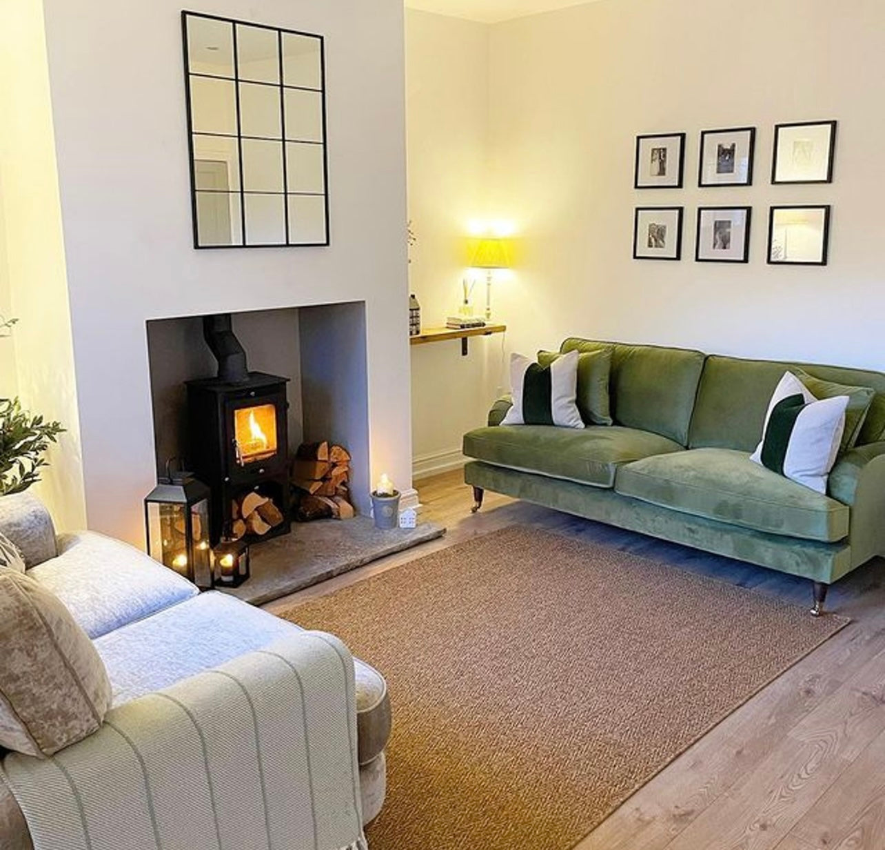 Velvet Sofa Three Seater Couch Upholstered with Cushions